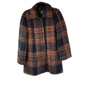 Pure Essence Brown Plaid Soft Cozy Button Up Jacket